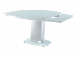 Vente-unique Mesa extensible TALICIA - Cristal templado y metal - Blanco