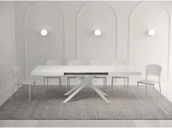 Ityhome Mesa Extensible|Mesa extensible 140/224x80 cm Karida fresno patas blancas