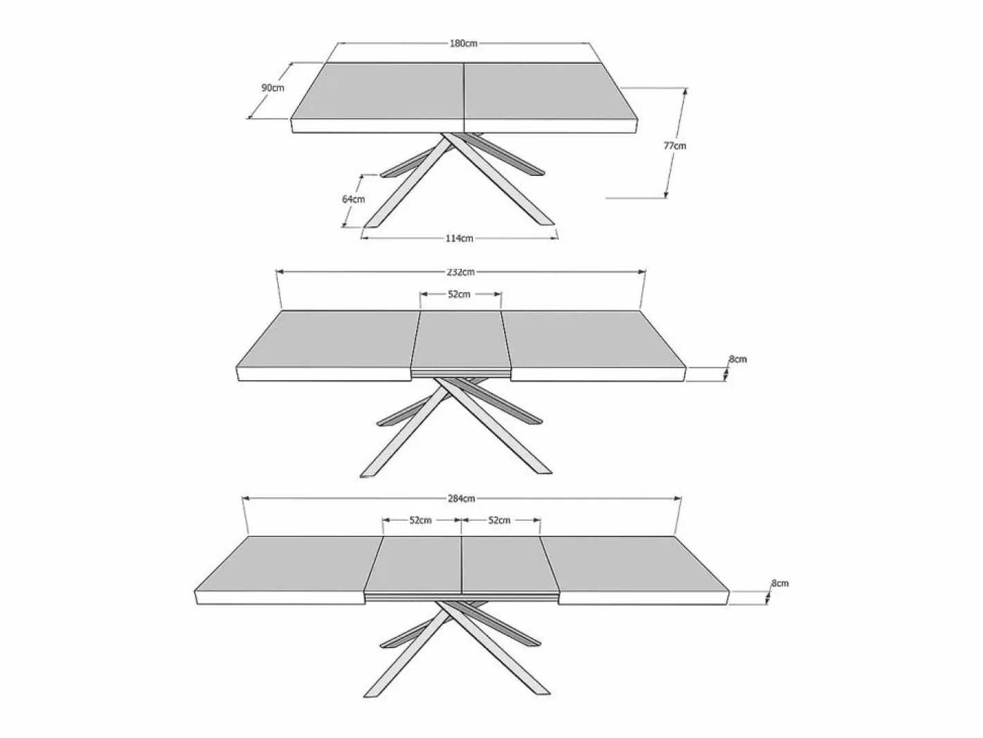 Mesa extensible 180/284x90 cm Karida roble natural patas antracita^Ityhome Clearance