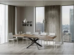 ITAMOBY Mesa extensible 180/440x90 cm Volantis nogal patas antracita Color natural oscuro Hot