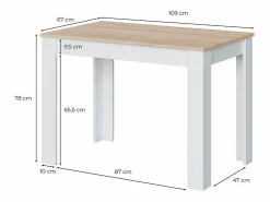 Loungitude Mesa De Comedor|Mesa Fija Cocina Cloe Auxiliar Roble/Blanco 78x109x67 cm
