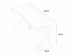 Mesa gamer ergonómica con LED de carbono para auriculares y bebidas 160x60cm Sportbot LED 160 - Negro Outlet