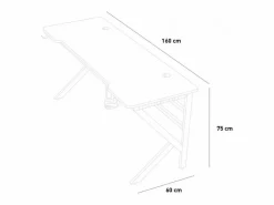 Mesa Gaming|Mesa gamer ergonómica de carbono con cables para auriculares y bebidas 160x60cm Sportbot 160 -