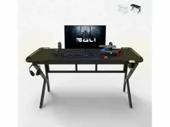Mesa gamer LED de carbono con soporte para auriculares y bebidas 120x60 Sportbot LED 120 -^ Outlet