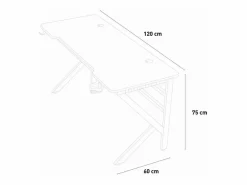 Mesa gamer LED de carbono con soporte para auriculares y bebidas 120x60 Sportbot LED 120 -^ Outlet