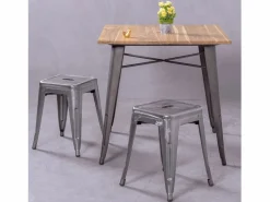 Mesa industrial de acero envejecido y madera clara - Bistro - Antique^Nest Dream Best