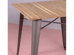Mesa industrial de acero envejecido y madera clara - Bistro - Antique^Nest Dream Best