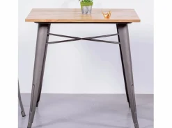 Mesa industrial de acero envejecido y madera clara - Bistro - Antique^Nest Dream Best