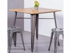 Mesa industrial de acero envejecido y madera clara - Bistro - Antique^Nest Dream Best