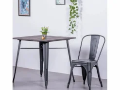 Nest Dream Mesa industrial en acero y madera oscura - Bistro - Negro New