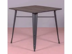 Nest Dream Mesa industrial en acero y madera oscura - Bistro - Negro New