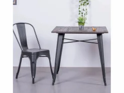 Nest Dream Mesa industrial en acero y madera oscura - Bistro - Negro New
