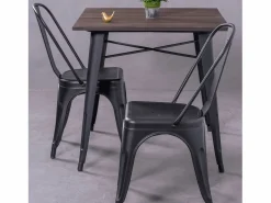 Nest Dream Mesa industrial en acero y madera oscura - Bistro - Negro New