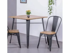 Nest Dream Mesa industrial en acero y madera clara - Bistro - Negro New
