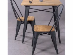 Nest Dream Mesa industrial en acero y madera clara - Bistro - Negro New