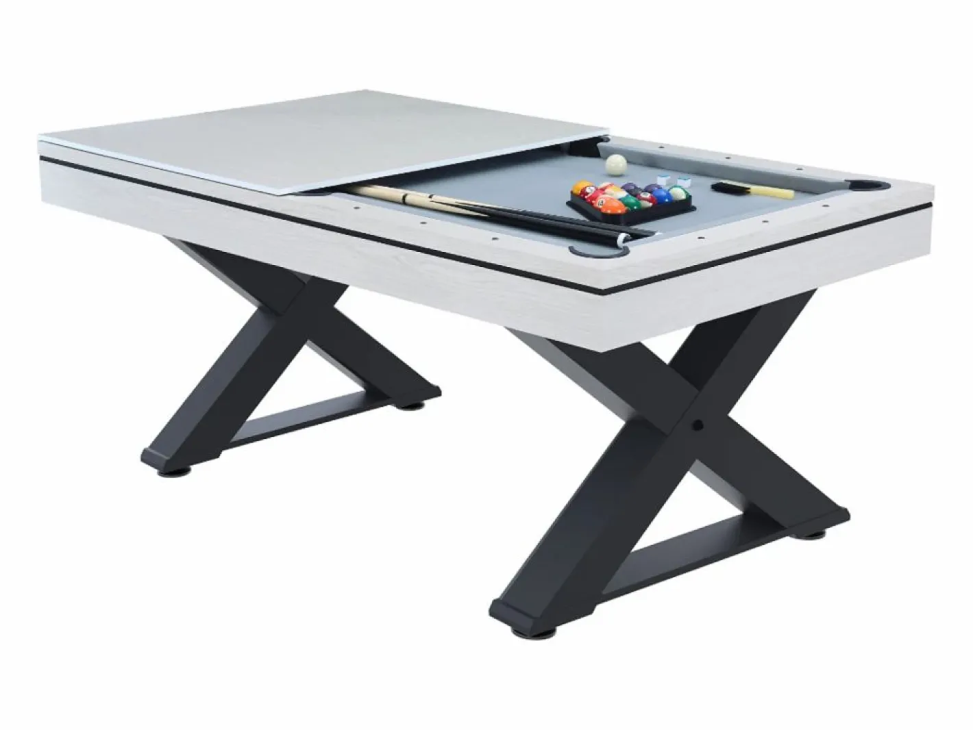 Concept-Usine Mesa multi-juegos de madera blanca para ping-pong y billar TEXAS Blanco New