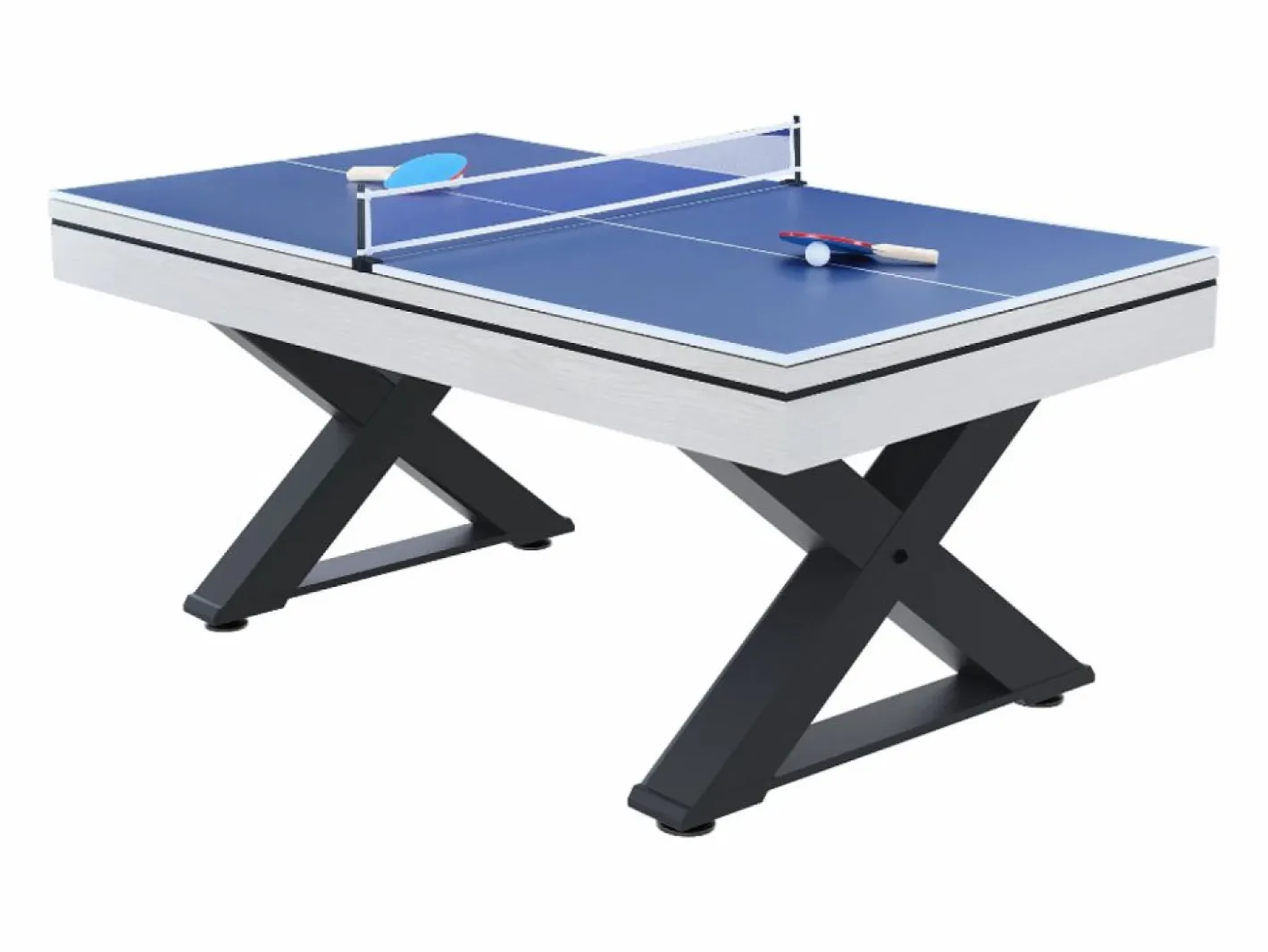 Concept-Usine Mesa multi-juegos de madera blanca para ping-pong y billar TEXAS Blanco New