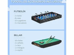 Mesa multijuegos infantil 6 en 1 +7 años 79x120x88 cm^Homcom
