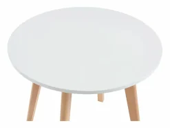 Vente-unique Mesa De Comedor|Mesa De Centro|Mesa para niños de MDF y haya - blanco y natural - LOULOUNE