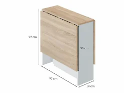 Mesa plegable blanca y madera clara - Al.78 cm - Fly^Loungitude