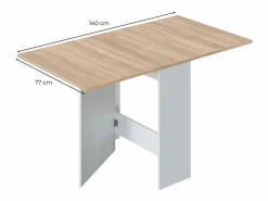 Mesa plegable blanca y madera clara - Al.78 cm - Fly^Loungitude