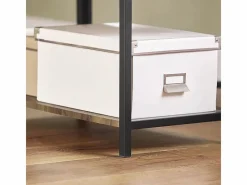 Sobuy Mesa Extensible|Mesa Plegable de Almacenaje con 3 Estantes para Comedor Salón Mesa Auxiliar Escritorio Madera Ahorra Espacio FWT62-N ES