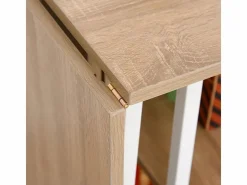 Mesa Gaming|Mesa plegable móvil, con estante, MDF, natural, 107x55x76 cm, con ruedas, para oficina y espacio de trabajo