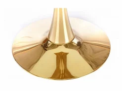 MSO Mesa redonda con tablero de cristal imitación mármol y pata central de acero dorado BOOTIS Blanco Clearance