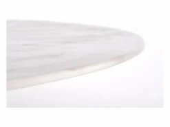 MSO Mesa redonda con tablero de cristal imitación mármol y pata central de acero dorado BOOTIS Blanco Clearance