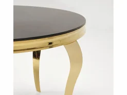 MSO Mesa De Comedor|Mesa redonda de 120 cm con patas doradas y tablero de cristal CANICA