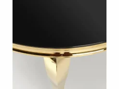 MSO Mesa De Comedor|Mesa redonda de 120 cm con patas doradas y tablero de cristal CANICA