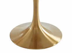 Vente-unique Mesa redonda de comedor design - 4 comensales - Mármol y metal - Blanco y dorado - NORAH Blanco / Dorado New