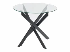 Vente-unique Mesa De Comedor|Mesa redonda de comedor para 2 personas de vidrio templado y metal negro - Transparente - COSIMA
