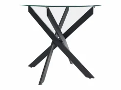 Vente-unique Mesa De Comedor|Mesa redonda de comedor para 2 personas de vidrio templado y metal negro - Transparente - COSIMA