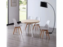 Mesa Redonda Extensible Bali Roble Nordish 76x100-180 cm^