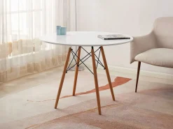 Saldosystocks Mesa Redonda Nordica 100cm. Comedor o Cocina Blanco Best