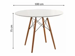 Saldosystocks Mesa Redonda Nordica 100cm. Comedor o Cocina Blanco Best