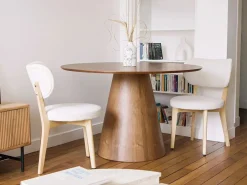 Vente-unique Mesa redonda para 4 comensales de MDF - Natural oscuro - ANTALIZA Color natural oscuro Best
