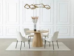 Vente-unique Mesa De Comedor|Mesa redonda para 4 personas chapada en roble - Natural claro - ANTALIZA