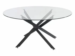 Vente-unique Mesa redonda para 6 personas de vidrio templado y metal negro - Transparente - COSIMA Transparente / Negro Discount