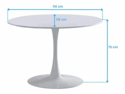 Mesa Redonda Salón Melamina Metal 110x75 cm - Blanco Online