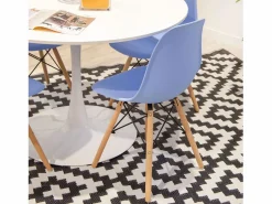 Mesa Redonda Salón Melamina Metal 110x75 cm - Blanco Online