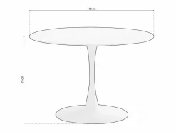 Mesa Redonda Salón Melamina Metal 110x75 cm - Blanco Online