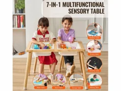 Mesa Sensorial SucceBuy, Juego de Mesa y Silla Sensorial para Niños con 2 Contenedores Color natural claro Hot