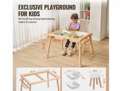 Mesa Sensorial SucceBuy, Juego de Mesa y Silla Sensorial para Niños con 2 Contenedores Color natural claro Hot