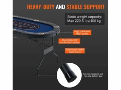 Mesa SucceBuy de Poker Plegable Ovalada para 8 Jugadores de 183cm, Blackjack de Casino y Texas Holdem^ Best