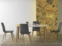 Mesa tablero de fibras de densidad media con patas chapadas en roble 150x90 cm Blanco Discount