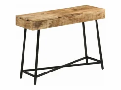 vidaxl Mesa tocador madera maciza mango rugosa y hierro 105x35x75 cm Color natural claro Best