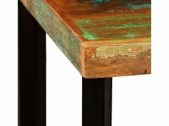 Mesa y 2 taburetes bar madera maciza reciclada cuero real lona^vidaxl New