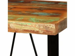 Mesa y 2 taburetes bar madera maciza reciclada cuero real lona^vidaxl New